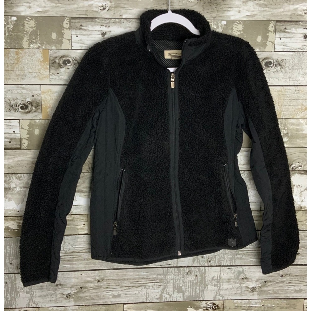 RuffHewn Womens Black Faux Fur Full Zip Jacket Front Pockets Size M
